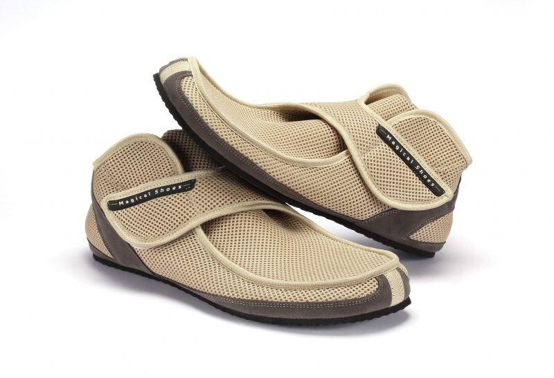 MS Recovery beige -ultraleichte Magical Shoes -  Klettverschlu&szlig;- Barfu&szlig;schuhe