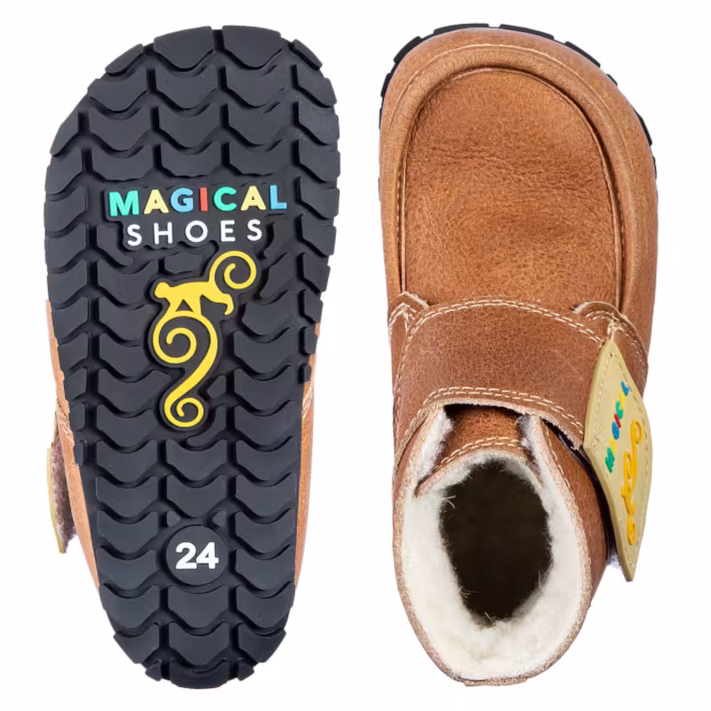 Winter Kinder Barfu&szlig;schuhe Magical Shoes Ziu Ziu orange-braun