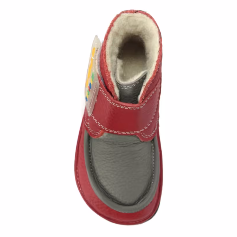 Winter Kinder Barfu&szlig;schuhe Magical Shoes Ziu Ziu rot-grau