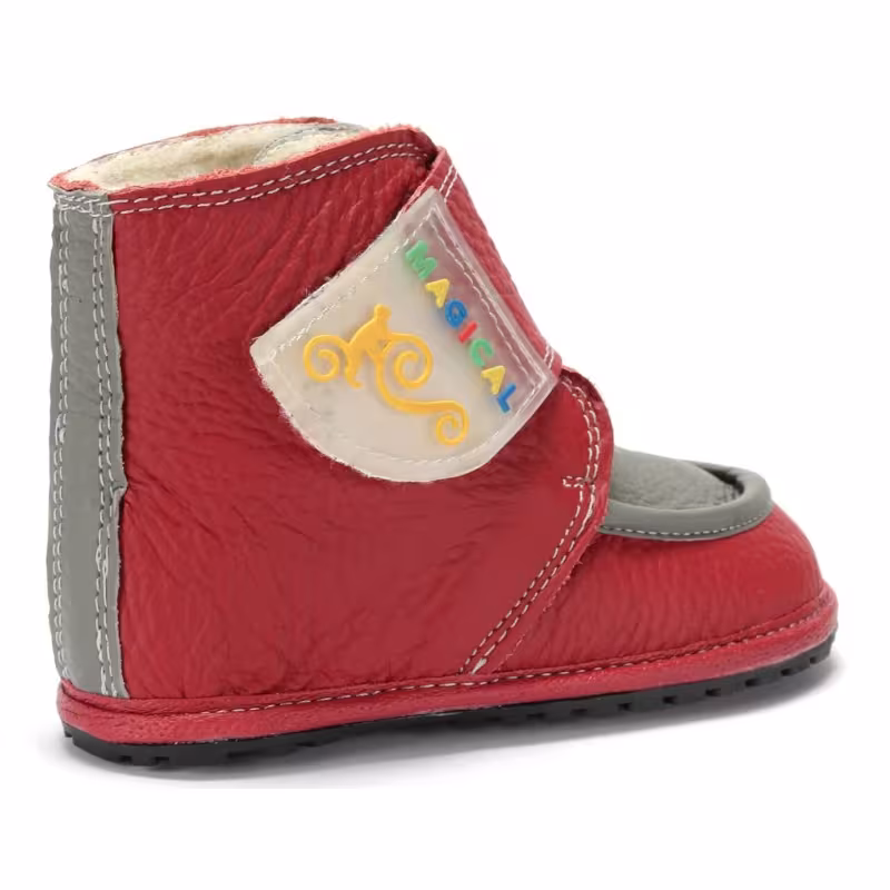 Winter Kinder Barfu&szlig;schuhe Magical Shoes Ziu Ziu rot-grau