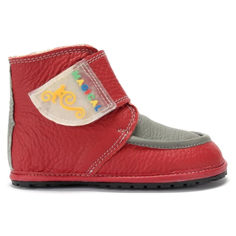 Winter Kinder Barfu&szlig;schuhe Magical Shoes Ziu Ziu rot-grau