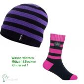 Kinder Winter Mütze & Socken Set lila/pink