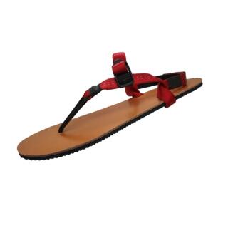 Aborigen Huarache Sandale Cuero V2 in rot mit brauner Ledersohle, Seitenansicht