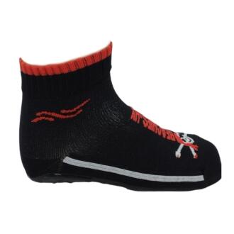 Beachies Watt-/Strandsocke mit schnittfester Sohle für Kinder in schwarz mit Pirat in rot weiss