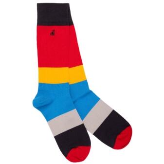 Swole Panda Socks - Bamboo Socks - Red Large Stripe Socken (Größe 40-45)