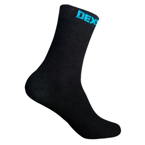 Dexshell, sehr dünne wasserdichte Socken in schwarz mit blauem Logo