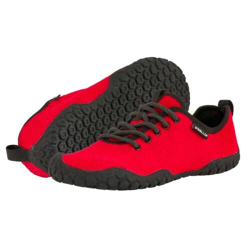 Ballop Sneaker aus Wolle in der Farbe rot Sohle und frontal