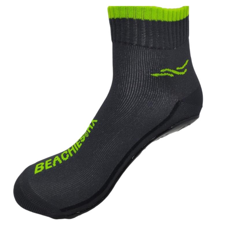 Watt-/Strandsocke mit schnittfester Sohle in grau grün seitlich