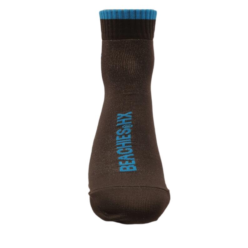 Beachies Watt-/Strandsocke mit schnittfester Sohle in schwarz mit petrol-farbenem Bund frontal