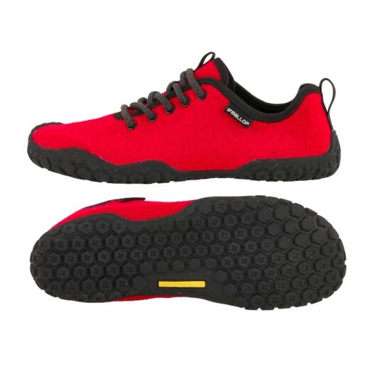 Ballop Sneaker aus Wolle in der Farbe rot Sohle und Seitenansicht