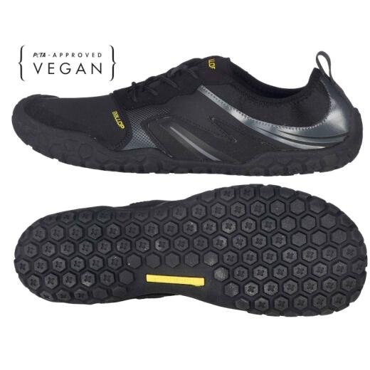 Ballop Sneaker Modell Serengeti schwarz Seitenansicht und Sohle, vegan