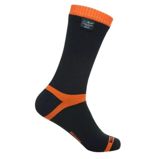 Dexshell, wasserdichte Socken mit Merino Wolle. Schwarz mit orange-farbenen Akzenten