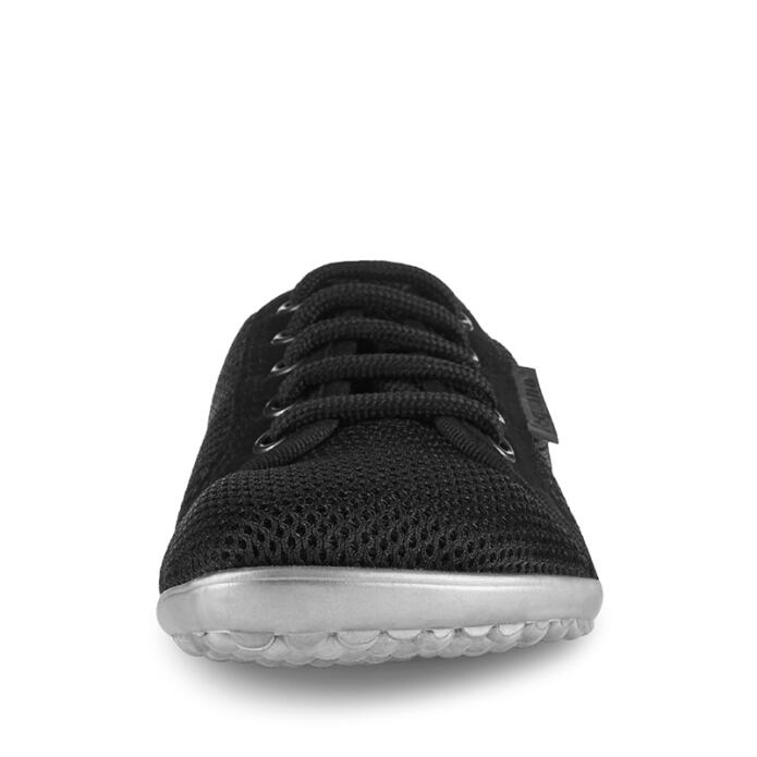 Leguano Sneaker aktiv schwarz mit silberner Sohle frontal